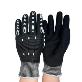 Zeluga 15-284XL 13 Gauge Super Strong Fully Liner Coated with Nitrile Palm Sandy Finish Glove, Black/Grey Extra Large