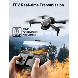 FLYVISTA Cool Mini Drone with Camera for Kids Adults Beginners, 1080P FPV Camera Remote Control Drone for Kids with 3 Batteries, One-Click Take Off/Landing, Altitude Hold, Headless Mode, 360° Flips, 3-Gear Speeds , Emergency Stop, Toys Gifts for Kids