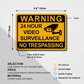 TAKULA Cctv in Operation Sign-No Trespassing Signs,25 * 18CM Cctv No Trespassing Sign,Ideal for Warning Signs to Prevent Trespassing on Private Property|Pack of 2