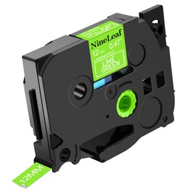 NineLeaf Compatible for Brother P-Touch Label Maker Tape TZe-MQG35 TZ-MQG35 12mm 0.47 White on Lime Green Laminated TZe TZ Tapes for PT-D200 PT-D210 PT-D220 PT-D400