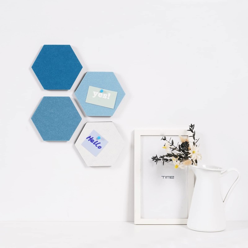 LAJAR 8 Pcs Hexagon Felt Bulletin Board Tiles, Self Adhesive