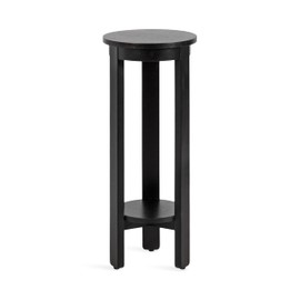 Kate and Laurel Foxford Modern Tiered Round Drink Table, 12 x 12 x 30, Black, Transitional Two-Tier Circle Plant Stand for Use as Living Room Pedestal Table or Small Bedroom Nightstand