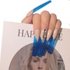 Handmade Extra Long Press On Nails Square，10pcs Fake Nails，Light Blue