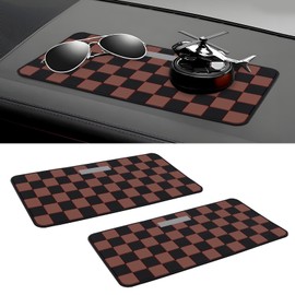 Wuyaoyao 2PCS Car Dashboard Anti Slip Mat, 12.2"×8.3" Non-Slip Dashboard Sticky Pad, PVC Car Dash Gripping Mat, Multifunctional Auto Grip Mat for Phones Sunglasses Keys Electronic Devices (Brown)