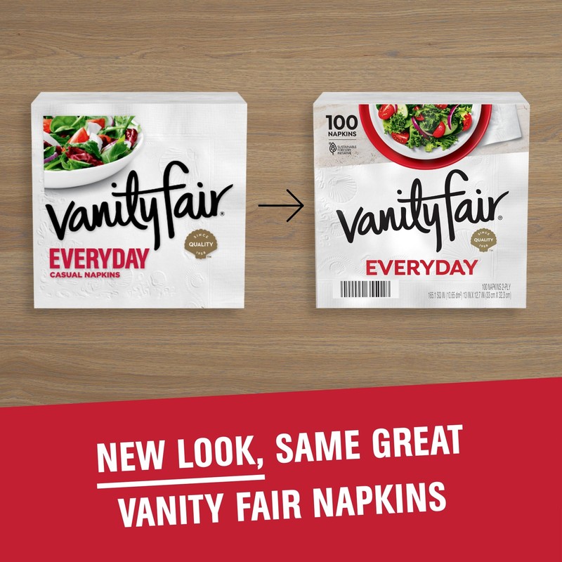 Vanity Fair Everyday Paper Napkins, 100 Count, Disposable Napkins Made
