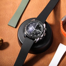 Fluororubber Watch Strap - Fast Release Cut-to-Size 19mm 20mm 21mm 22mm Watch Band with Buckle Soft Universal Waterproof Replacement Band Strap for Men Women (20mm, Black - No Buckle)