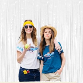 Fachoige 6pack 3.2ft x 6.6ft Metallic Tinsel Foil Fringe Curtains Wedding for Birthday Engagement Bridal Shower Bachelorette Holiday Celebration Party Decorations and Photo Booth Props (6 Pack White)