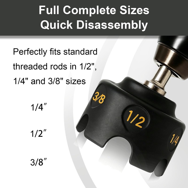 Alloy Threaded Rod Nut Runner with 4 Replacement Heads，Fast Nut