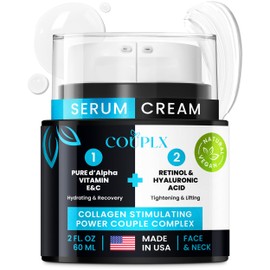 COUPLX Pure All Natural Neck Creams for Tightening and Firming (2oz) 2-1 Serum & Anti Aging Face Cream For Women, Anti Wrinkle, Skin Tightening Neck Cream & Face Moisturizer, 100% Vegan, Made in USA