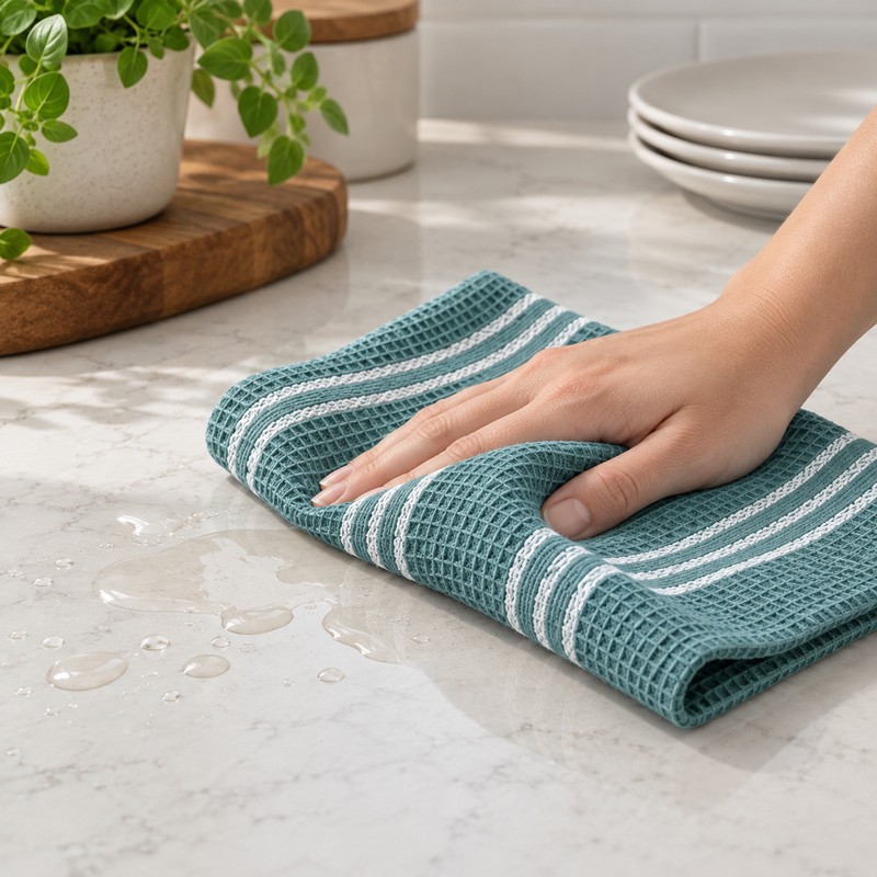 100% Cotton Waffle Dish Cloths for Kitchen Cleaning – Soft,