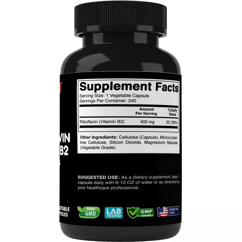 Vitabod | Vitamin B2 (Riboflavin) 400 mg | 240 Vegetarian