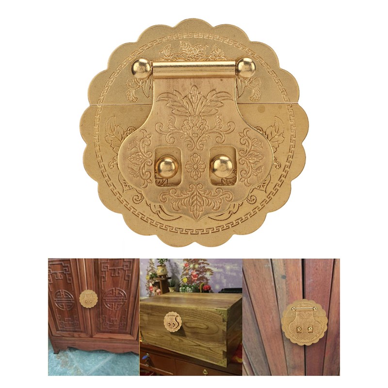 Brass Hasp Buckle Lock Retro Design 8cm Diameter Rust Resistance