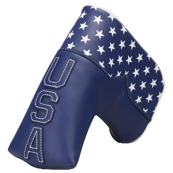 USA Stars Blue Leather Golf Blade Putter Cover Magnetic Closure for Scotty Cameron Odyssey