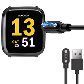 Compatible for Sekonda Motion Smart Watch Charger, 2 Pin Magnetic USB Replacement Charging Compatible with Sekonda Motion 36mm Smart Watch (Black)