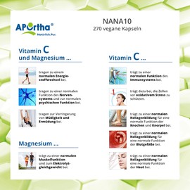 APOrtha® NaNa10 270 vegane Kapseln, Rezeptur von Dr. von Helden mit 10 Komponenten, mit Vitamin C und Magnesium sowie L-Glycin, 270 Kapseln für 30 Tage, glutenfrei, allergenfrei, laktosefrei