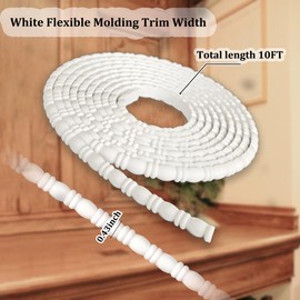 Flexible Bead Molding Trim, 10ft White Wall Molding Trim Peel and Stick Roll Flexible DIY Decorative for Mirror Frame Border Cabinets Ceiling Bathroom Wall Edge