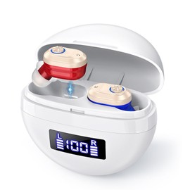 K&FCOPTEE Rechargeable Hearing Aids for Seniors Invisible In Ear with Charging Case