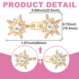 Deozu 4 Sets Adjustable Waist Tightener Buttons for Women, Detachable Star Jeans Waist Tightener, No Sewing Rhinestone Pant Waist Tightener for Women, Jean Tightener for Waist (Gold, Silver)