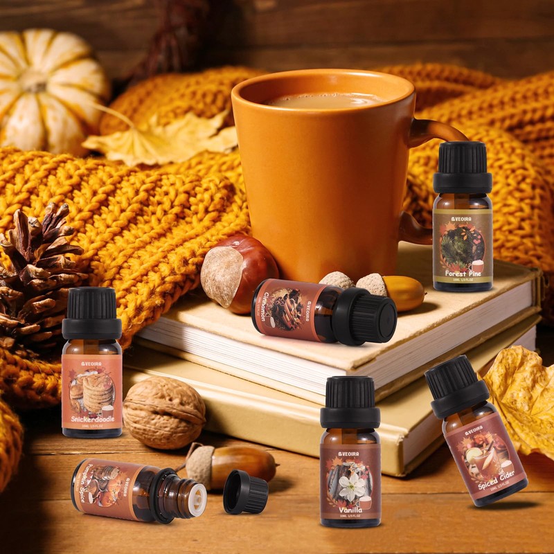 Autumn Fragrance Oils Set, AVEOIRA Fall Essential Oil Set for
