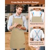 Teskyer Kitchen Cooking Apron with 4 Pockets, Water Oil Resistant,