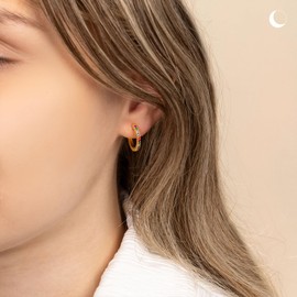 Amberta Lumini Women 925 Sterling Silver Rainbow Hoop Earrings: Gold Colorful Hoop Earrings 15 mm