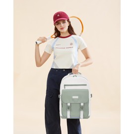 LOVEVOOK School Backpack for Teen Girls，Casual School Backpack 14-18 Teenage 15.6 Inch Laptop Bookbag, Cute Big Student Laptop Backpack for College Women Middle High School Travel Daypack，Green