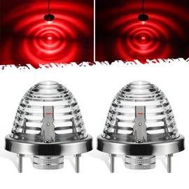 Partsam 2Pcs Clear Glass Lens Red LED Watermelon Lights, Round Shape Light Watermelon Underglow Lights Turn Signal for Semi Truck Pickup, Compatible with Freightliner Kenworth Peterbilt