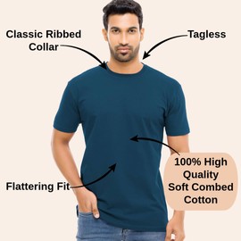 Wichales Mens Regular Fit Crew Neck T Shirts Short Sleeve - 100% Cotton Shirts for Men, Plain Casual Tee Shirts 3-Pack, Assorted Colors, Large