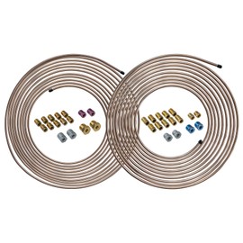 4LIFETIMELINES True Copper-Nickel Alloy Non-Magnetic, Brake Line Tubing Coil and Fitting Kits, 3/16 & 1/4, 25 ft, 2 Kits