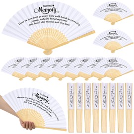 Threehoney 25 Pack Funeral Favors for Guests in Loving Memory Handheld Fans Paper Folding Hand Fan Bulk Funeral Gifts for Services Condolence Sympathy Accessories (White)