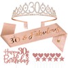 Jonvell 30th Birthday Sash and Tiara for Women, Rose Gold