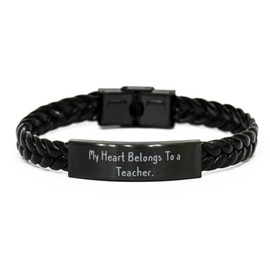 New Teacher Gifts, My Heart Belongs To a Teacher, Birthday Braided Leather Bracelet For Teacher from Friends, Jewelry, Accessories, Fashion, Style
