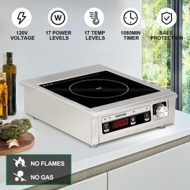 GastroGear Commercial Grade Induction Cooktop 1800W/120V Portable Countertop Burner with 9 Inch Heating Coil Hot Plate Electric Stove for Faster Cooking