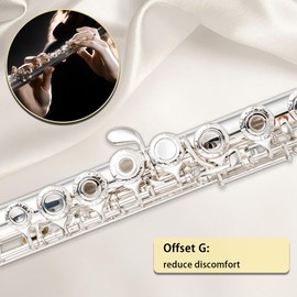 BAHAMUT B Foot Flute, 17 Open Hole Flauta with Offset G, Split E Mechanism, 17 Key Flute Instrument for Professional Performance
