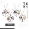 BIRLD Tree of Life Necklace, 7 Colors, Natural Crystal, Healing,