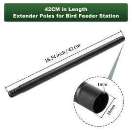 Extension Pole for Bird Feeder Hanging Station Stands Squirrel Proof Accessories, Metal, 19mm Pipe Diameter,42cm Long