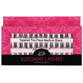 Elegant Lashes Tapered Trio Flare Medium Black Individual Eyelashes (Single Pack - 1 Tray) | Cruelty-Free FAUX MINK