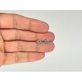 Flower Earrings With Clear and Light Pink Crystal Stones - 925 Sterling Silver