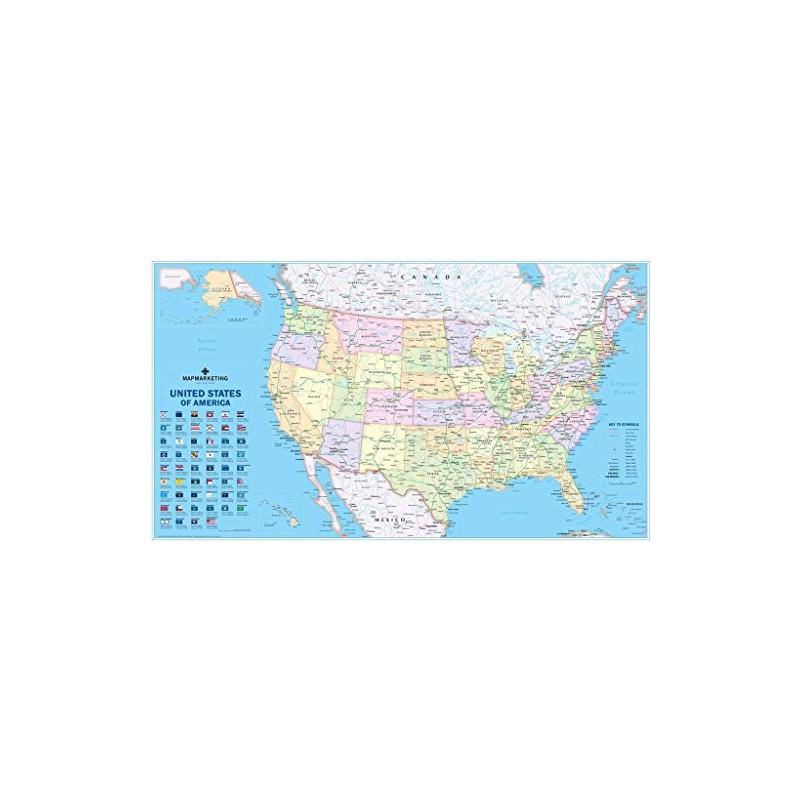 USA Political Laminated Wall Map