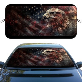 American Flag Eagle Car Front Window Sun Shield Vintage US Flag Heatshield Front Window Car Sun ​Shade Windshield Rays Sun Shade Visor Protector for Car Sedan Truck SUV Accessories 59" L x 31.5" W