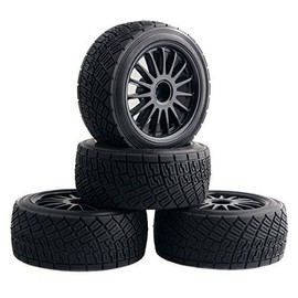 Shaluoman WR8 Tarmac Wheel with Tires for HPI Rally Off-Road WR8 Tyres Pack of 4 Black