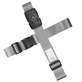 Travel Inspira Travel Belt for Luggage, TSA Approved Luggage Straps, 3-Dial Combination Locks Adjustable Suitcase Belt, Quick-Release Buckle (Grey)