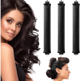 WADY Hair Curling Flexi Rod Magic Hair Rollers de Algodón Rodillas de Rizador de Cabello de Torsión Suave, Sin calor Peinado Rizado, Conjunto Flexible Autosostenido para Niñas, Mujeres, Damas, Niños (Negro)