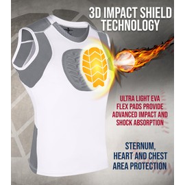 Exxact Sports - Protector de pecho de béisbol para jóvenes, protector de pecho acolchado para esternón, protector de pecho de softbol para niñas y jóvenes (blanco, YL)