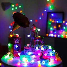 TORCHSTAR 33ft 100 LEDs Globe Fairy Lights Plug-in, 8 Modes Color Changing String Light, Christmas Decoration, Wall Patio Party Home Wedding Decor Indoor Outdoor, Multi-Colored