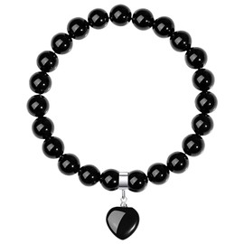 Rixotix Heart-Shaped Healing Crystal Bracelet for Women - 8mm Gemstone Beads, Perfect Jewellery Gift for Mum, Girlfriend on Birthday, Valentine's Day, and Christmas