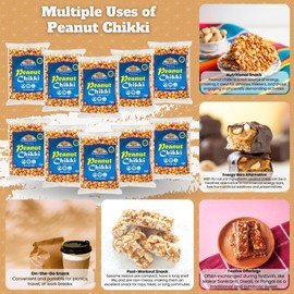 Rani Peanut Chikki (Brittle Candy) 3.5oz (100g) x Pack of 10 ~ All Natural | Vegan | No colors | Gluten Friendly | Kosher | Indian Origin