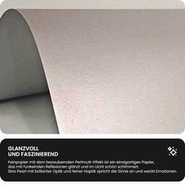 Sirio Pearl A4 Paper with Metallic Effect, 125 g, Ideal for Weddings, Christmas, Greeting Cards