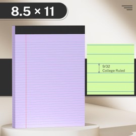 AILZFEI 5 Pack Colored Legal Pads 8.5 x 11 College Ruled Paper Note Pads Narrow Ruled 50 Sheets per Notepad Perforated Writing Pad Durable Sturdy Back 8x11 Pads of Paper Pink Purple Blue Green Yellow