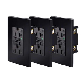 Black GFCI Outlet 20 Amp,NineLeaf 3Pack Gfi Electrical Outlet 20 Amp Black,Weather Resistant Ground Fault Circuit Interrupters,Screwless Wall Plate Included, Indoor/Outdoor,Residential Grade,ETL List